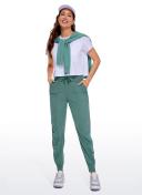 CRZ Yoga Women's Travel Classic Fit Striped Joggers 28'' Ruched Juniper / XXS
