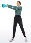 CRZ Yoga Women's Travel Classic Fit Striped Joggers 28'' Ruched Mountain Green / L