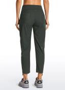 CRZ Yoga Women's Travel Slim Fit Striped Pants 25'' Cinched Leg Dark Russet / L