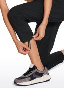 CRZ Yoga Women's Travel Slim Fit Striped Pants 25'' Cinched Leg Dark Russet / L