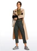 CRZ Yoga Women's Travel Slim Fit Striped Pants 25'' Cinched Leg Dark Russet / L