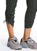 CRZ Yoga Women's Travel Slim Fit Striped Pants 25'' Cinched Leg Dark Russet / L