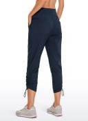 CRZ Yoga Women's Travel Slim Fit Striped Pants 25'' Cinched Leg Dark Russet / L