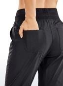 CRZ Yoga Women's Travel Slim Fit Striped Pants 25'' Cinched Leg Dark Russet / L