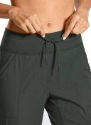 CRZ Yoga Women's Travel Slim Fit Striped Pants 25'' Cinched Leg Dark Russet / L