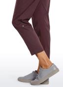 CRZ Yoga Women's Travel Slim Fit Striped Pants 25'' Cinched Leg Dark Russet / XS