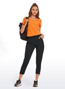 CRZ Yoga Women's Travel Slim Fit Striped Pants 25'' Cinched Leg Ink Blue / XXS