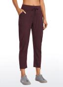 CRZ Yoga Women's Travel Slim Fit Striped Pants 25'' Cinched Leg Noctilucence Red / XL
