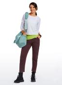CRZ Yoga Women's Travel Slim Fit Striped Pants 25'' Cinched Leg Noctilucence Red / XL