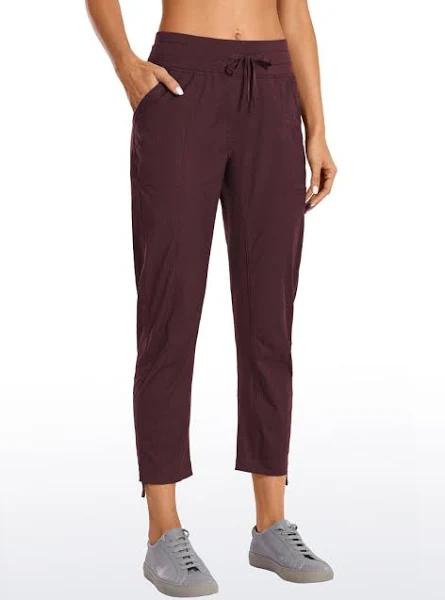 CRZ Yoga Women's Travel Slim Fit Striped Pants 25'' Cinched Leg Noctilucence Red / XL
