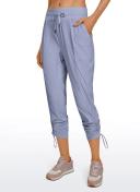 CRZ Yoga Women's Travel Slim Fit Striped Pants 27'' Cinched Leg Adobe Blue / XL