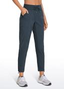 CRZ Yoga Women's Travel Slim Fit Striped Pants 27'' Cinched Leg Adobe Blue / XL