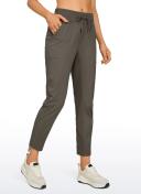CRZ Yoga Women's Travel Slim Fit Striped Pants 27'' Cinched Leg Adobe Blue / XL