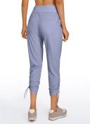 CRZ Yoga Women's Travel Slim Fit Striped Pants 27'' Cinched Leg Dark Chrome / XL