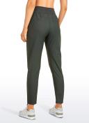 CRZ Yoga Women's Travel Slim Fit Striped Pants 27'' Cinched Leg Dark Chrome / XL