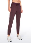 CRZ Yoga Women's Travel Slim Fit Striped Pants 27'' Cinched Leg Dark Russet / XS