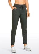 CRZ Yoga Women's Travel Slim Fit Striped Pants 27'' Cinched Leg Grey Olive / L
