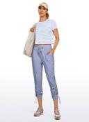 CRZ Yoga Women's Travel Slim Fit Striped Pants 27'' Cinched Leg Ink Blue / XS