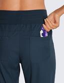 CRZ Yoga Women's Travel Slim Fit Striped Pants 27'' Cinched Leg Ink Blue / XS