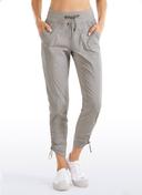 CRZ Yoga Women's Travel Slim Fit Striped Pants 27'' Cinched Leg Ink Blue / XS