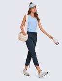 CRZ Yoga Women's Travel Slim Fit Striped Pants 27'' Cinched Leg Ink Blue / XS