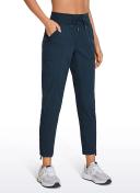 CRZ Yoga Women's Travel Slim Fit Striped Pants 27'' Cinched Leg Ink Blue / XXS