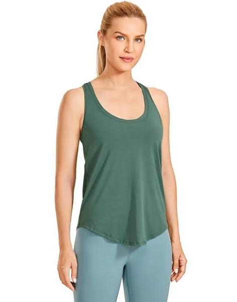 CRZ Yoga Women's Yoga Loose Fit Tops Pima Cotton Tank Racerback Graphite  Green / XXS, Price History & Comparison