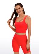 CRZ Yoga Women's Yoga Low Impact Butterluxe Longline Bra Square Neck Dark Red / M