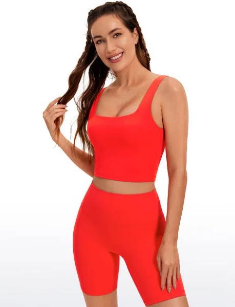 CRZ Yoga Women's Yoga Low Impact Butterluxe Longline Bra Square Neck Dark Red / M