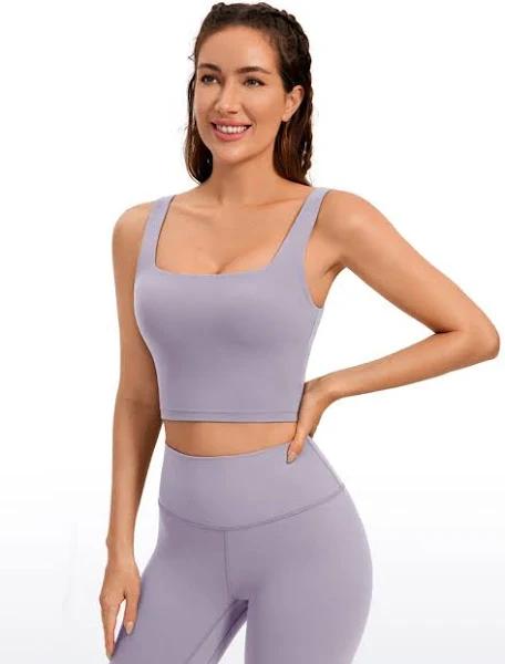 CRZ Yoga Women's Yoga Low Impact Butterluxe Longline Bra Square Neck Lavender Mist / M