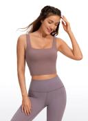CRZ Yoga Women's Yoga Low Impact Butterluxe Longline Bra Square Neck Mauve / L