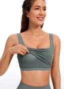 CRZ Yoga Women's Yoga Low Impact Butterluxe Longline Bra Square Neck Mauve / XL