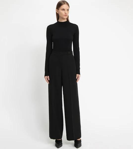Cue Crepe Buckled Waist Pant in Black 10