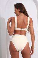 Cupshe Bralette & Wide Band High Waist Bikini Set - White,M