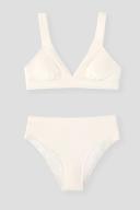 Cupshe Bralette & Wide Band High Waist Bikini Set - White,S