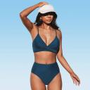 Cupshe Marsala Navy Twist High Waisted Bikini - Navy,L