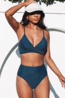 Cupshe Marsala Navy Twist High Waisted Bikini - Navy,L