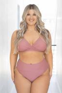 Cupshe Pink Twist Front Bralette & Spliced High Waist Bikini Set - Pink,S