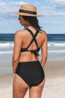 Cupshe Release Happiness Mesh Bralette & Retro High Waist Bikini Set - Black,M