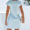 Cupshe Striped Knotted Belt Mini Dress - Blue,L