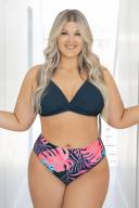 Cupshe Vapor Wave Lace Up Bralette & Hot Tropics High Waist Bikini Set - XS