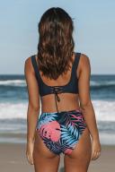 Cupshe Vapor Wave Lace Up Bralette & Hot Tropics High Waist Bikini Set - XS