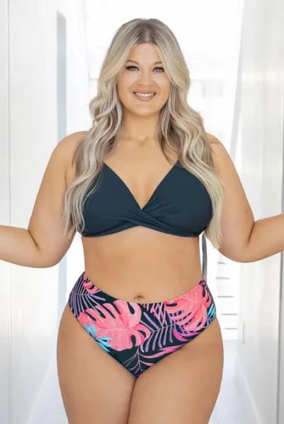 Cupshe Vapor Wave Lace Up Bralette & Hot Tropics High Waist Bikini Set - XS