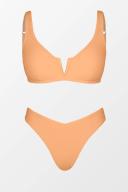 Cupshe x STASSIE Oasis Chiffon Bralette & V-Cut Cheeky Bikini Set - Light Yellow,XL