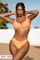 Cupshe x STASSIE Oasis Chiffon Bralette & V-Cut Cheeky Bikini Set - Light Yellow,XS