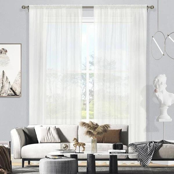 Curtain Wonderland Madison Sheer Rod Pocket Curtain Cream - Single
