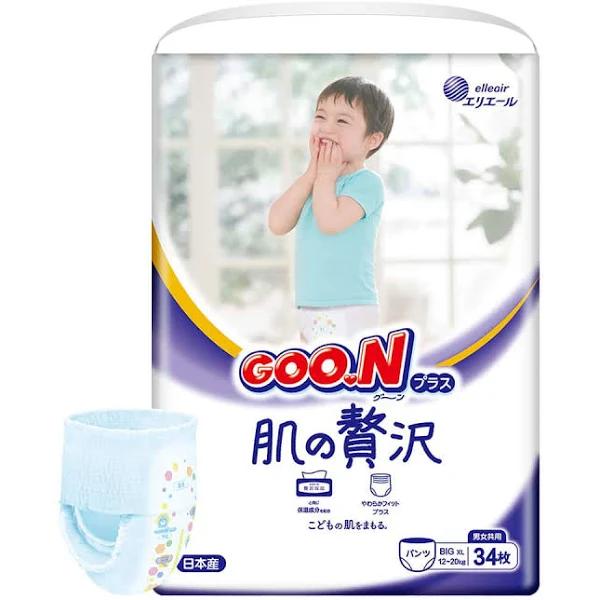 Daio GOO.N Luxury Premium Sensitive Skin Baby Nappy Pants XL (12-20kg) 34pk