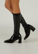 Damon Black Crinkle Patent Calf Boots | Boots | Tony Bianco Black Crinkle Patent / 6.5