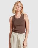 David Jones Academy Brand Essential Rib Tank in Bison, Size Large