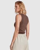 David Jones Academy Brand Essential Rib Tank in Bison, Size Large